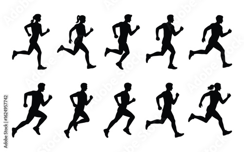 Wallpaper Mural Vector art of silhouette of runners in motion isolated on white background, a dynamic vector illustration Torontodigital.ca