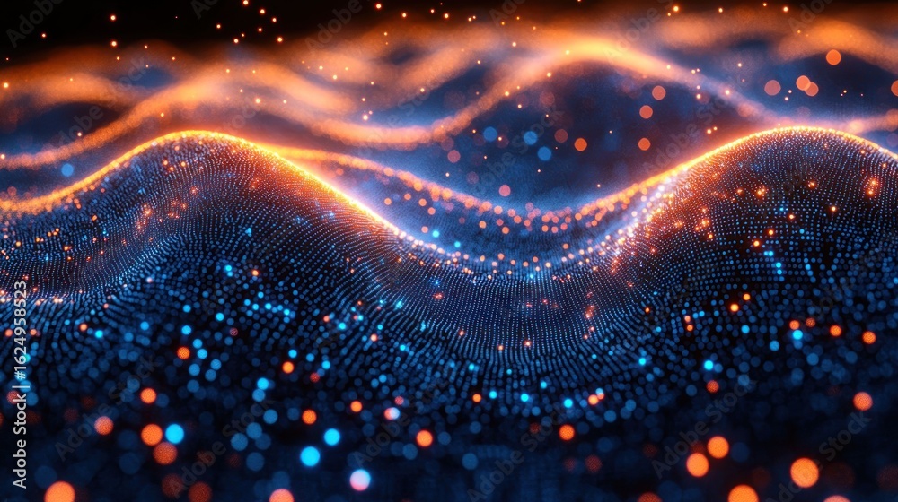 Fototapeta premium Abstract Digital Wave: Glowing Particles and Vibrant Hues