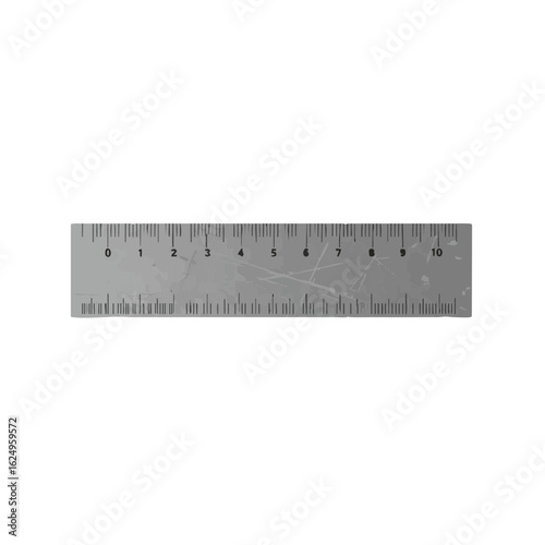Vector illustration of scratched ruler realistic style on white background, measuring tool