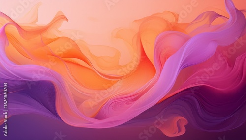 abstract swirling smoke purple pink on a soft orange peach gradient