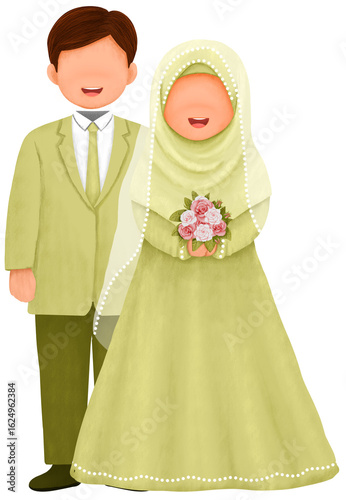 Illustration of a Muslim bridal couple