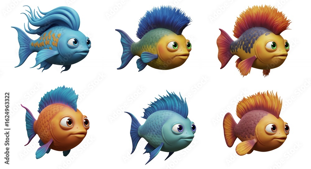 Fototapeta premium Cartoon fish collection illustration