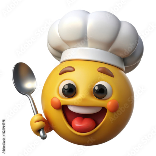 Happy chef emoji holding a spoon ready to cook delicious food