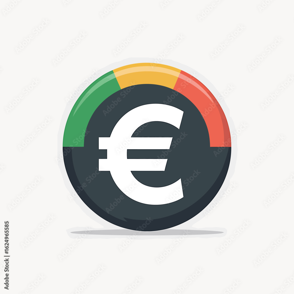 Euro Currency Symbol in Circular Design with Progress Indication Depicting European Economy and Financial Growth Euro Currency Symbol in Circular Design with Progress Indication Depicting European Economy and Financial Growth
