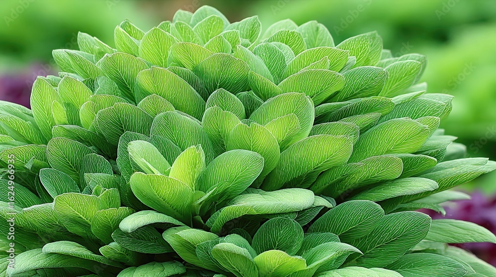 Fototapeta premium Vibrant Spring Greens Flourishing in a Garden During a Sunny Day