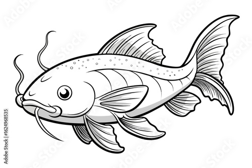 coloring page line art the catfish black vector