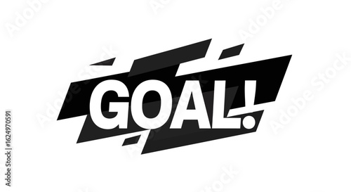 Bold "GOAL!" text within a dynamic, black, angular design element.