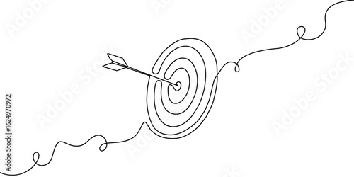 Arrow line continuous art one up drawing target direction icon down. Continuous line arrow illustration finance business growth outline single work circle vector goal sign process doodle around grow.