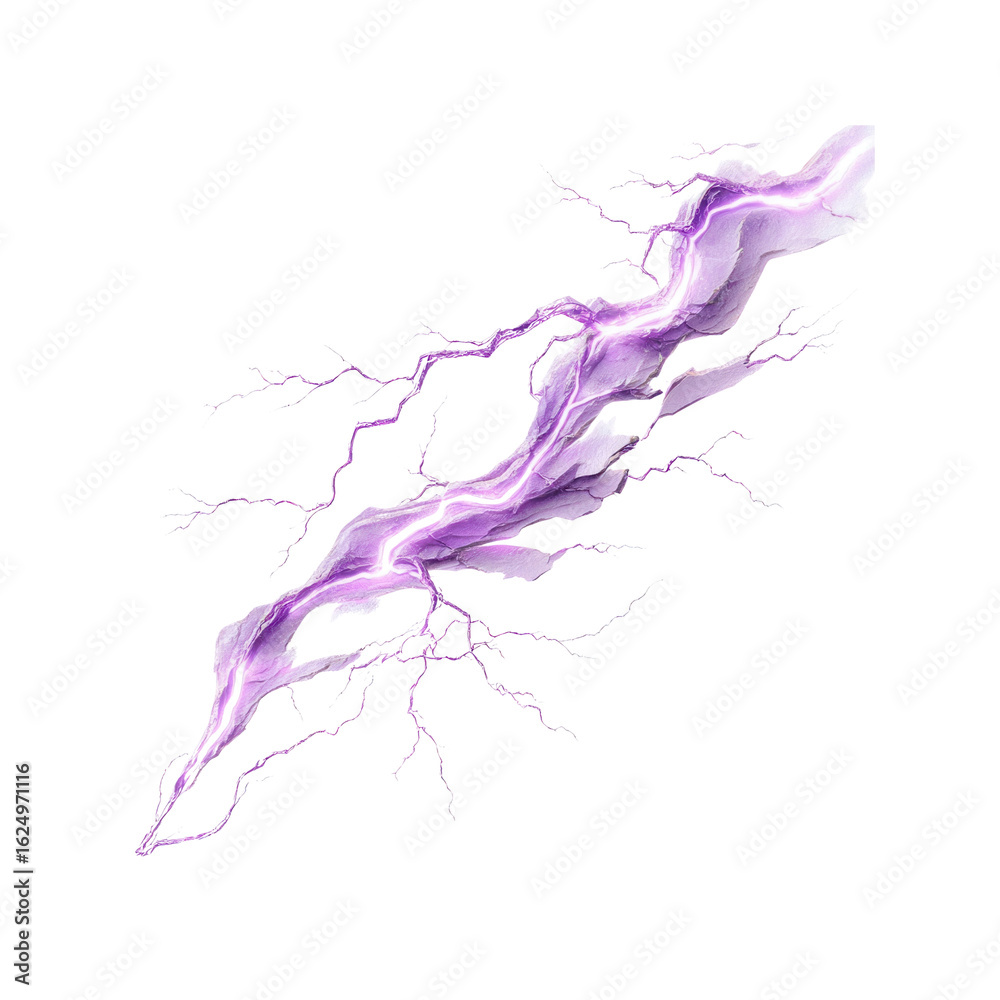 Fototapeta premium Abstract Purple Lightning Bolt, Electric Energy, Digital Art, Power