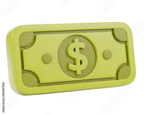 Modern 3D dollar bill graphic symbolizing financial success and wealth accumulation for investment and business growth concepts
