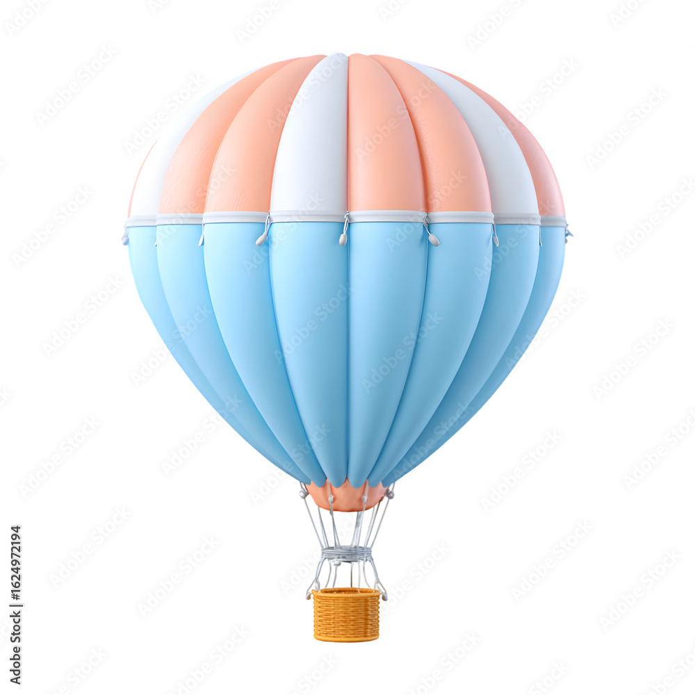 Naklejka premium 3D Rendered Hot Air Balloon Pastel Colors Festive Celebration Element