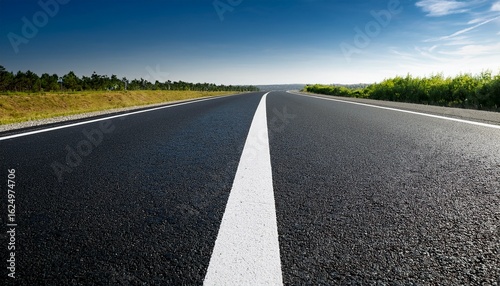 newly paved road with crisp white lines fresh black asphalt surface