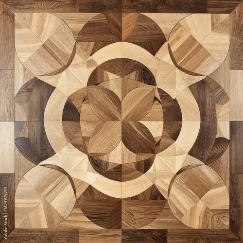 Intricate wood parquet floor design