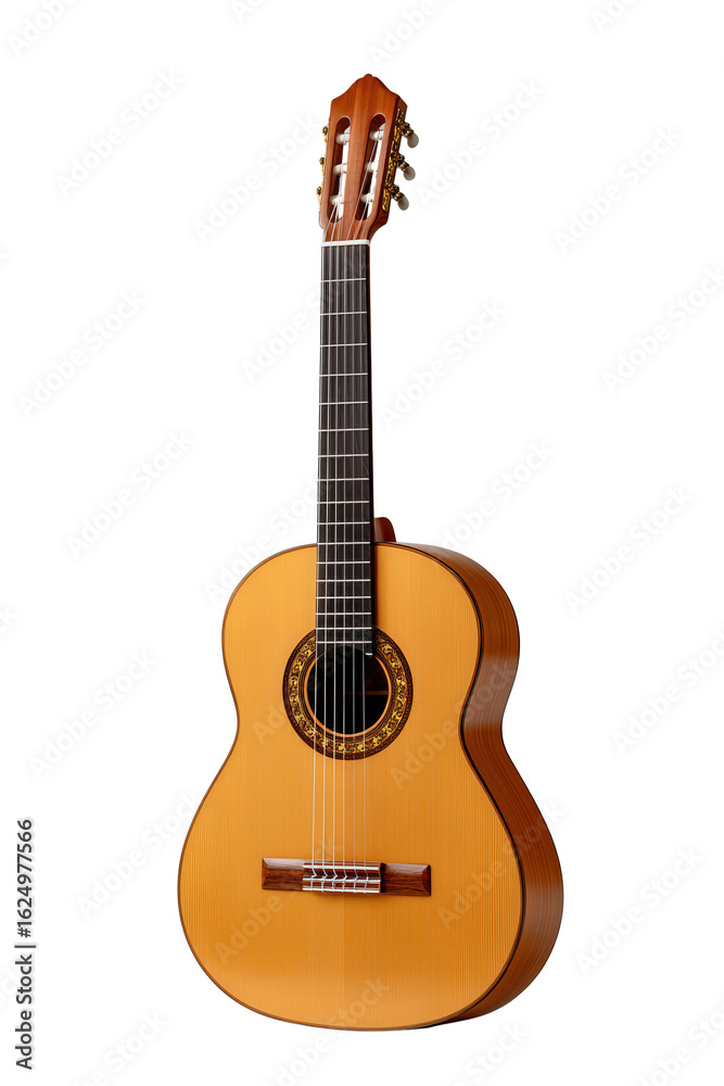 Obraz premium Elegant Acoustic Guitar with Warm Wood Finish and Classic Design for Music Enthusiasts and Musicians