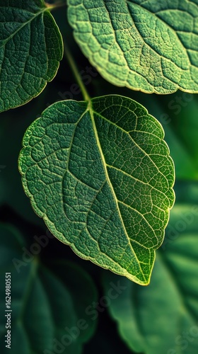 Emerald Leaves: A Close-Up of Nature's Intricate Design