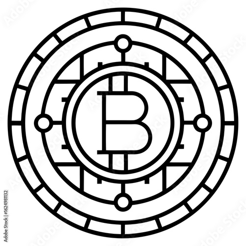 Minimalist Bitcoin Logo Icon – Clean Line Art Vector Design for Crypto Branding
