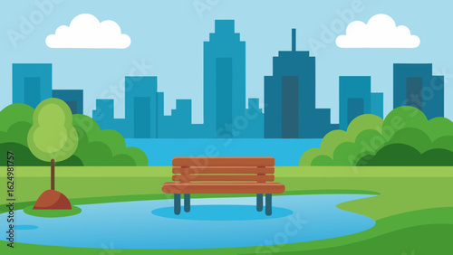 Cozy 2D Park Scene with Rolling Green Lawns and Serene Outdoor Space