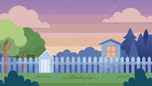 Crisp 2D Cartoon Background Featuring a Stylized Sunny Beach Scene