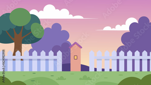 Crisp 2D Cartoon Background Featuring a Stylized Sunny Beach Scene
