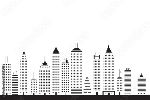 city skyline vector illustration featuring modern skyscrapers and urban architectural silhouette for design projects