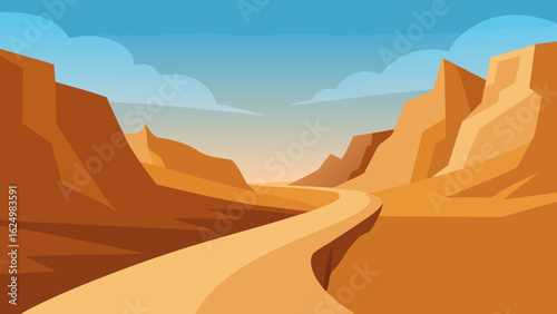 Windswept Desert Canyon Large Smooth Edged Nature Landscape