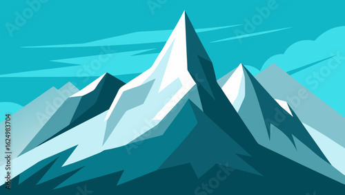 Sharp Mountaintop Scene Angular Rock Faces Nature Landscape Illustration