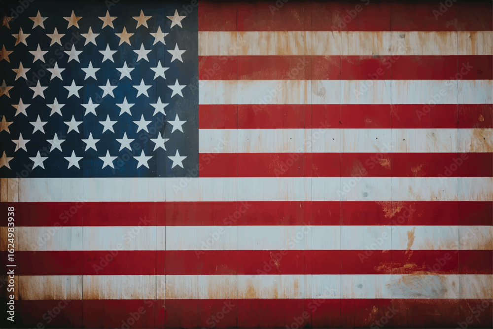 Naklejka premium Grunge Flag of the USA. Vector illustration in with grunge texture.