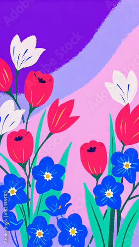 Vibrant floral arrangement with red white and blue blooms