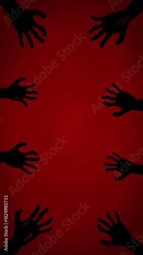 Silhouette of Zombie Hands on Red Bloody Background — Halloween Concept