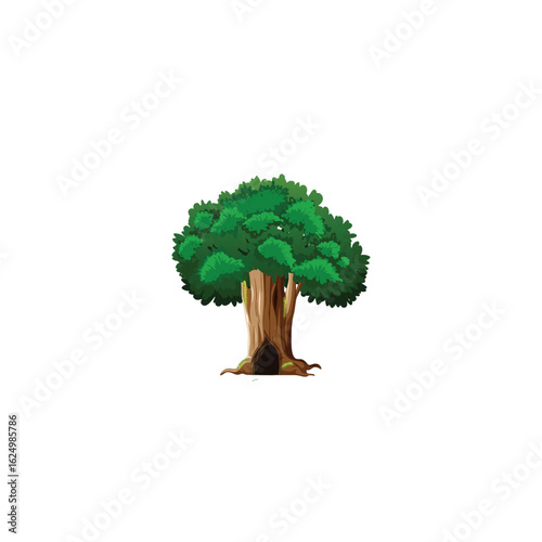 a vector illustration of a tree with a hole on the end on the trunk