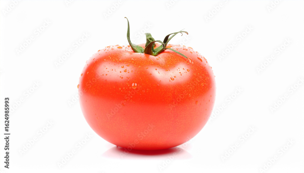 Fresh Red Tomato with Water Droplets – Isolated on White Background Fresh Red Tomato with Water Droplets – Isolated on White Background