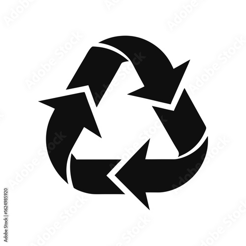 simple black recycle or recycling arrows vector icon silhouette art vector