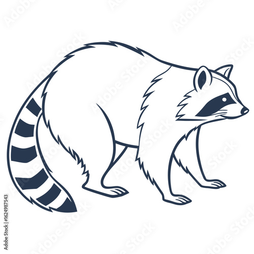 Cute black and white vector illustration of a cartoon polar bear cub, fox, and cat