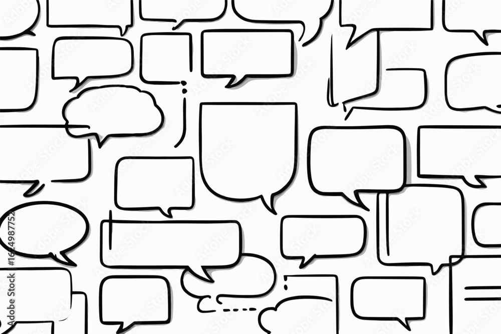 Fototapeta premium Hand drawn set of speech bubbles isolated . Doodle set element. Vector illustration.