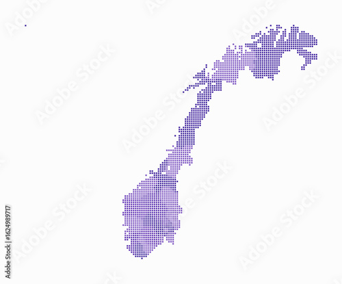 Norway dotted map. Digital style map of the country on white background. Norway shape with square dots. Colored dots style. Small size squares. Amazing vector illustration.