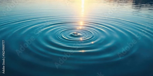Tranquil Water Ripples Aerial View of Concentric Circles Reflecting Sunlight, Perfect for Peace, Serenity, and Natural Beauty Concepts