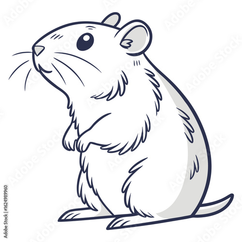 Funny cartoon vector illustration of a cute white rat, a rodent mammal, on a white background