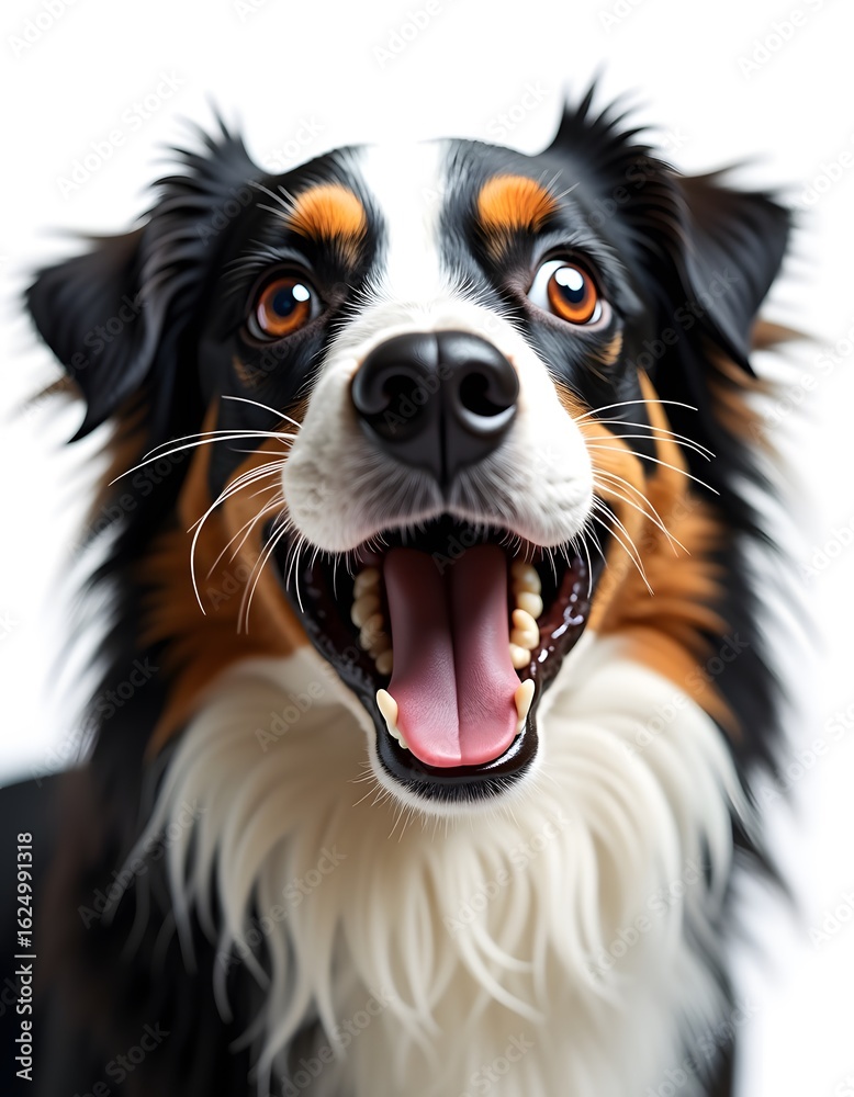 Australian Shepherd dog portrait with happy expression Australian Shepherd dog portrait with happy expression