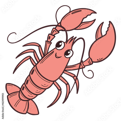 Vector illustration of a red lobster with a lemon, a crustacean seafood delicacy