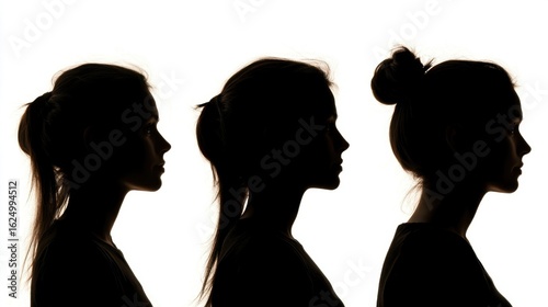 Three Women Silhouettes Profile View.