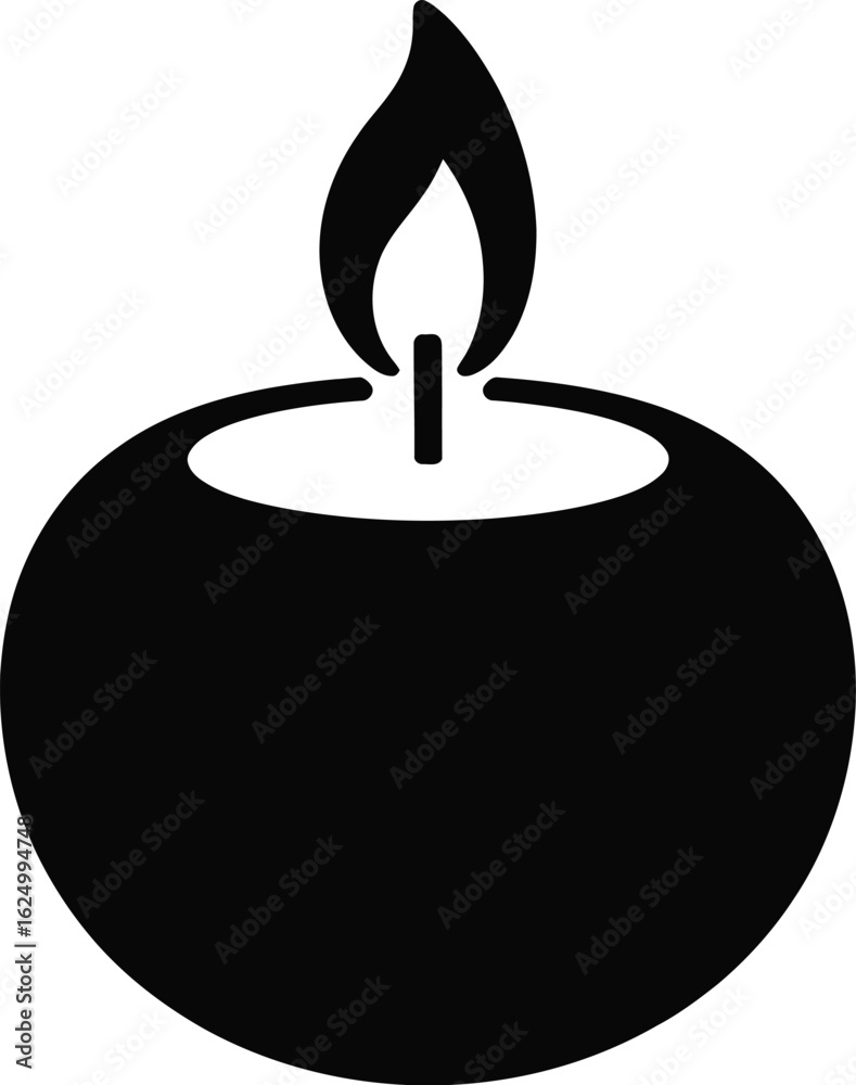 Fototapeta premium Serene Black and White Candle Icon: Simple, Minimalist, Peaceful, and Tranquil Vector Graphic for Wellness, Spa, Relaxation, Meditation, Yoga, and Spiritual Themes.