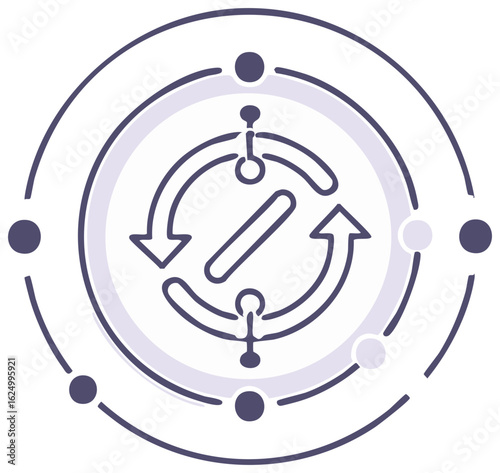 Disabled synchronization process or automation cycle off modern line art icon