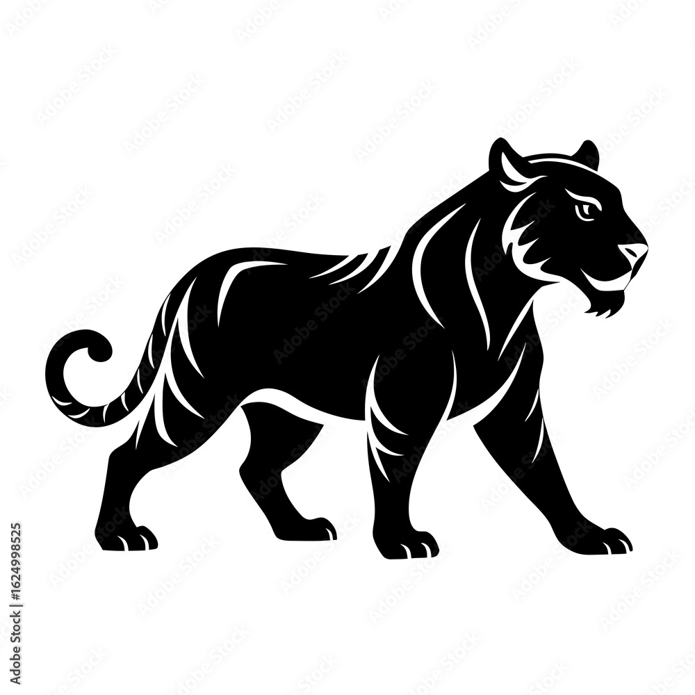 Obraz premium Bold Tiger Walk Silhouette Vector