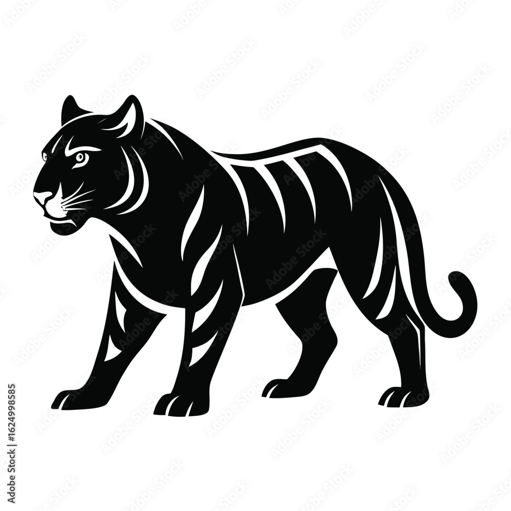 Fototapeta premium Bold Tiger Walk Silhouette Vector