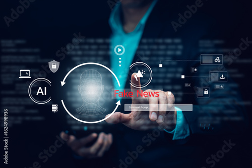 Fotografija Fake News and AI, artificial intelligence, fake news on internet
