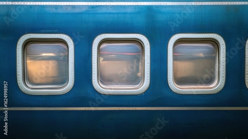 Train Car Windows Blue Exterior.