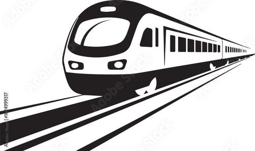 futuristic passenger train vector art depicting detailed engine and carriage for graphic design