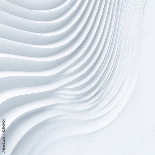 Abstract White Wavy Layers, Minimalist Architecture Background, Light and Shadow