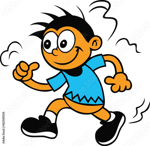 scribble cartoon kid with energetic lines