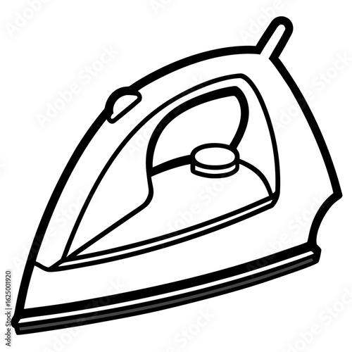 Steam Iron – Classic Contour Line Art Vector